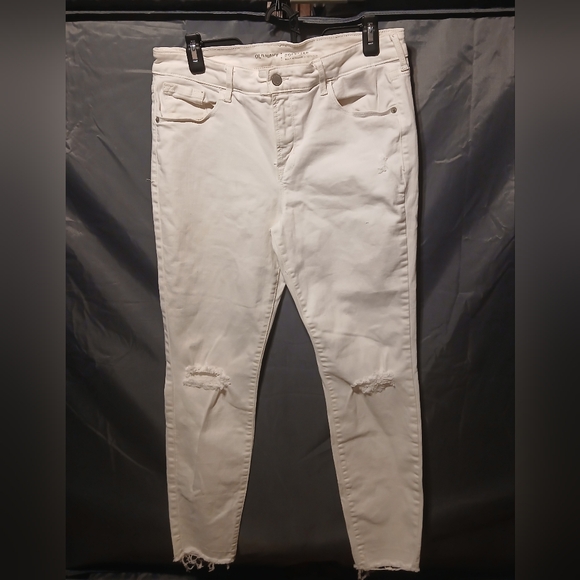 Women's White Distressed Jeans - Picture 1 of 2